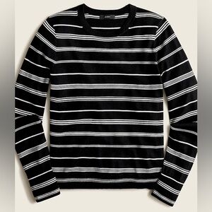 J. Crew | Margot Crewneck Merino Wool Sweater black white classic stripe